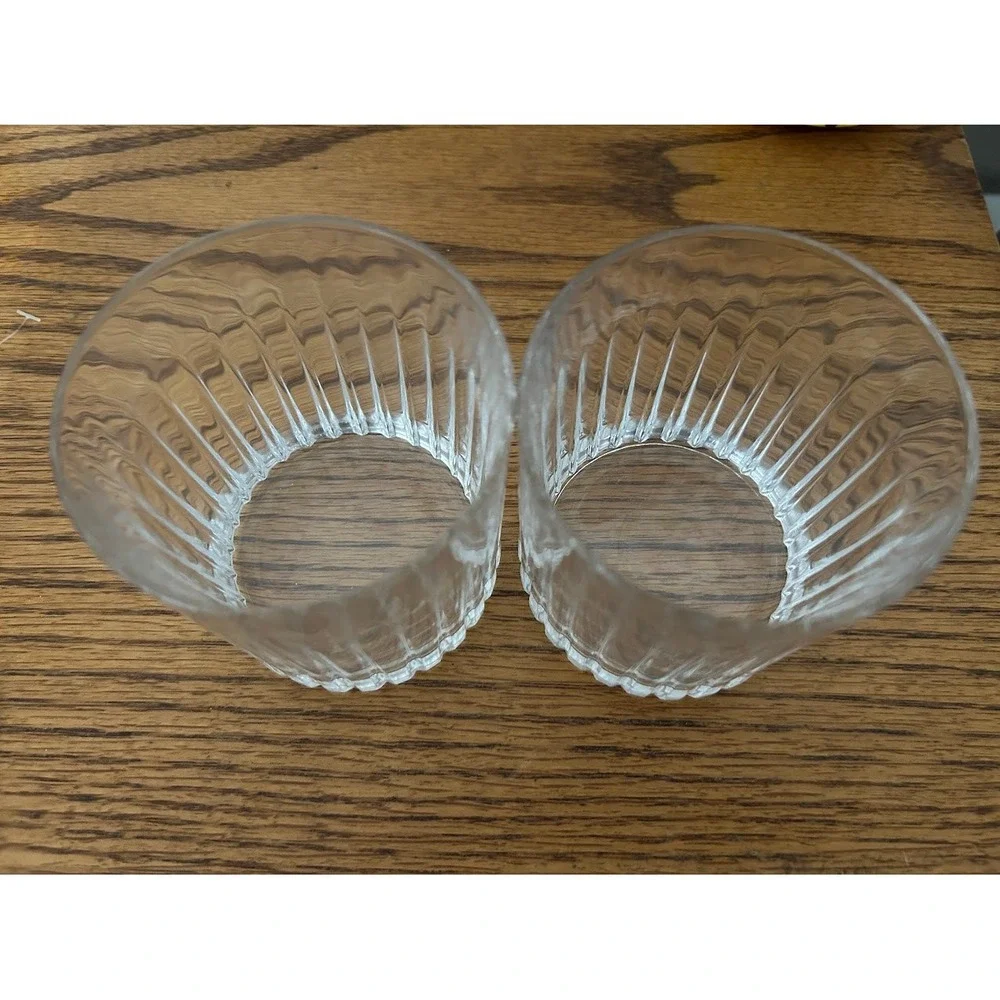 Set of 2 Clear Double Old‎ Fashioned DOF Crystal Tumblers Lowball Glasses